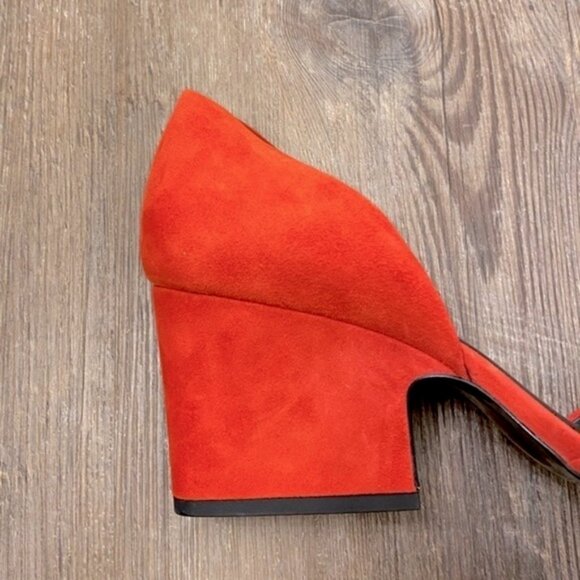 Uterqüe suede open toe block heels with leather lining and soles. Women's size 8 - Picture 6 of 13